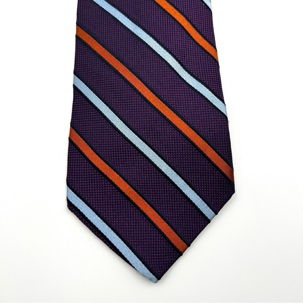 Jos. A. Bank Signature Collection Silk Repp Tie Purple Blue Dk Orange Stripes